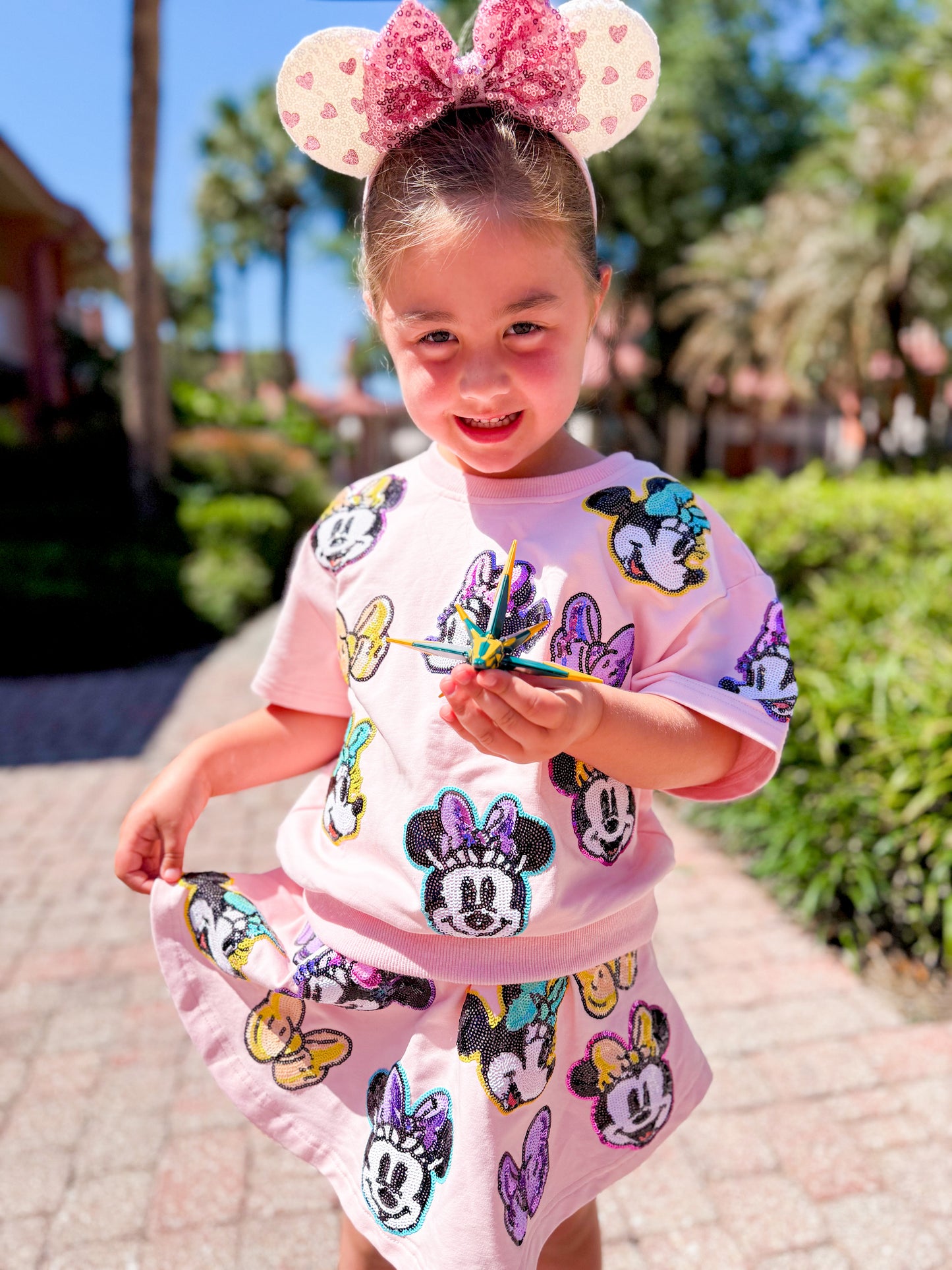 READY TO SHIP - Girls Sweatshirt Sequin Mouse Skort Set