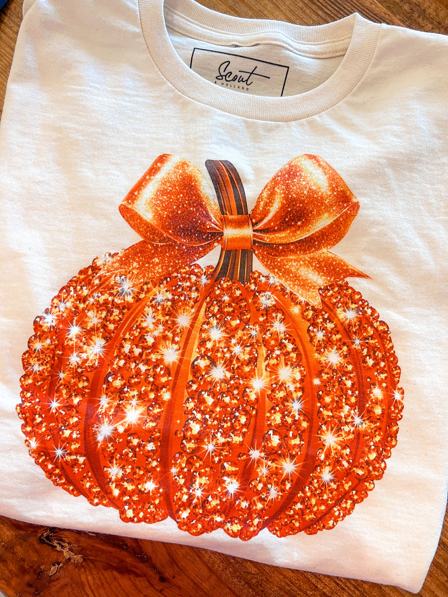Faux Sparkle Pumpkin Tee (PREORDER ETA 10 DAYS)
