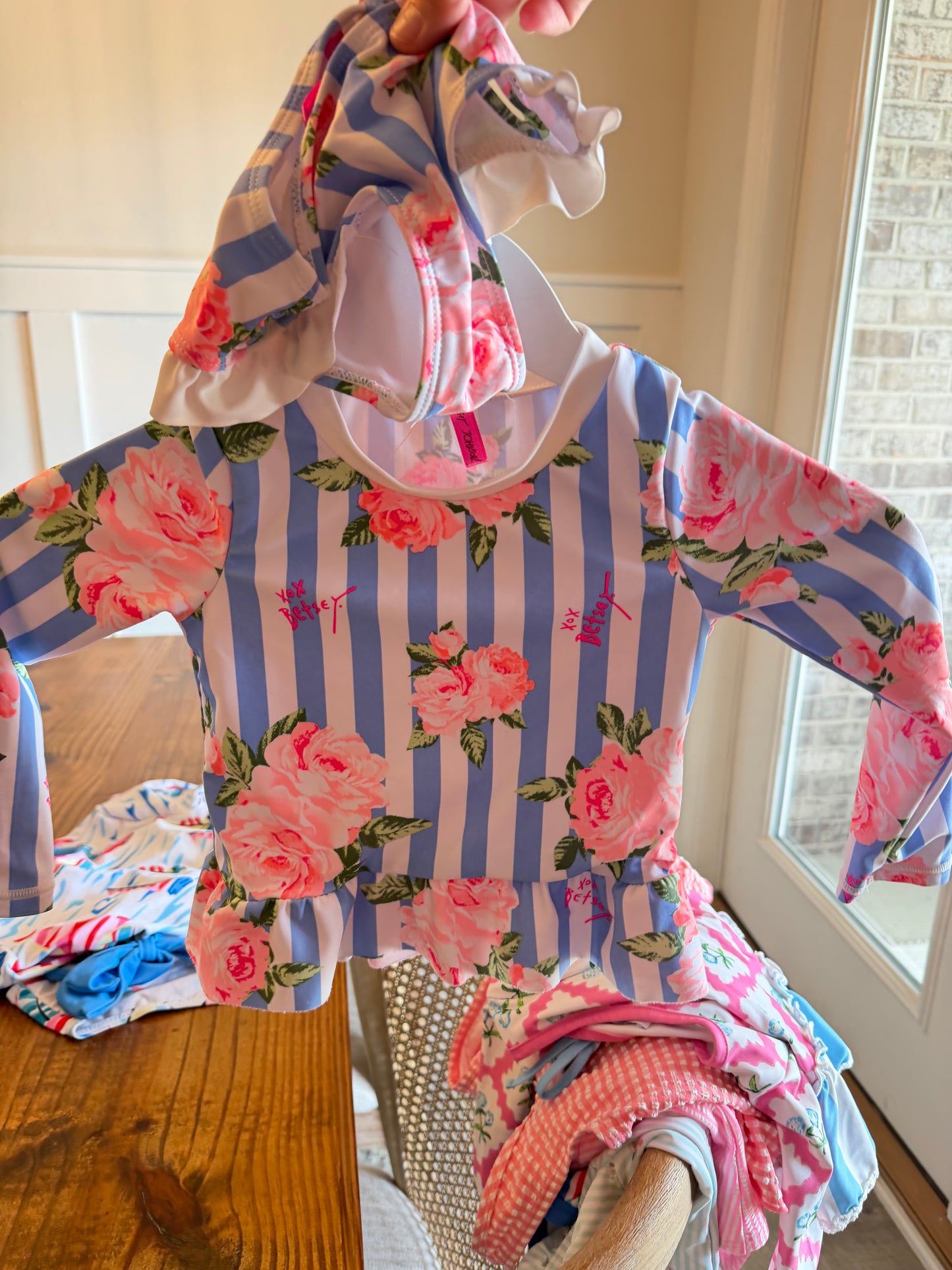 CONSIGNMENT ITEM: Neon Floral Rash Guard Set Size 3 (GUC- piling on bottoms)