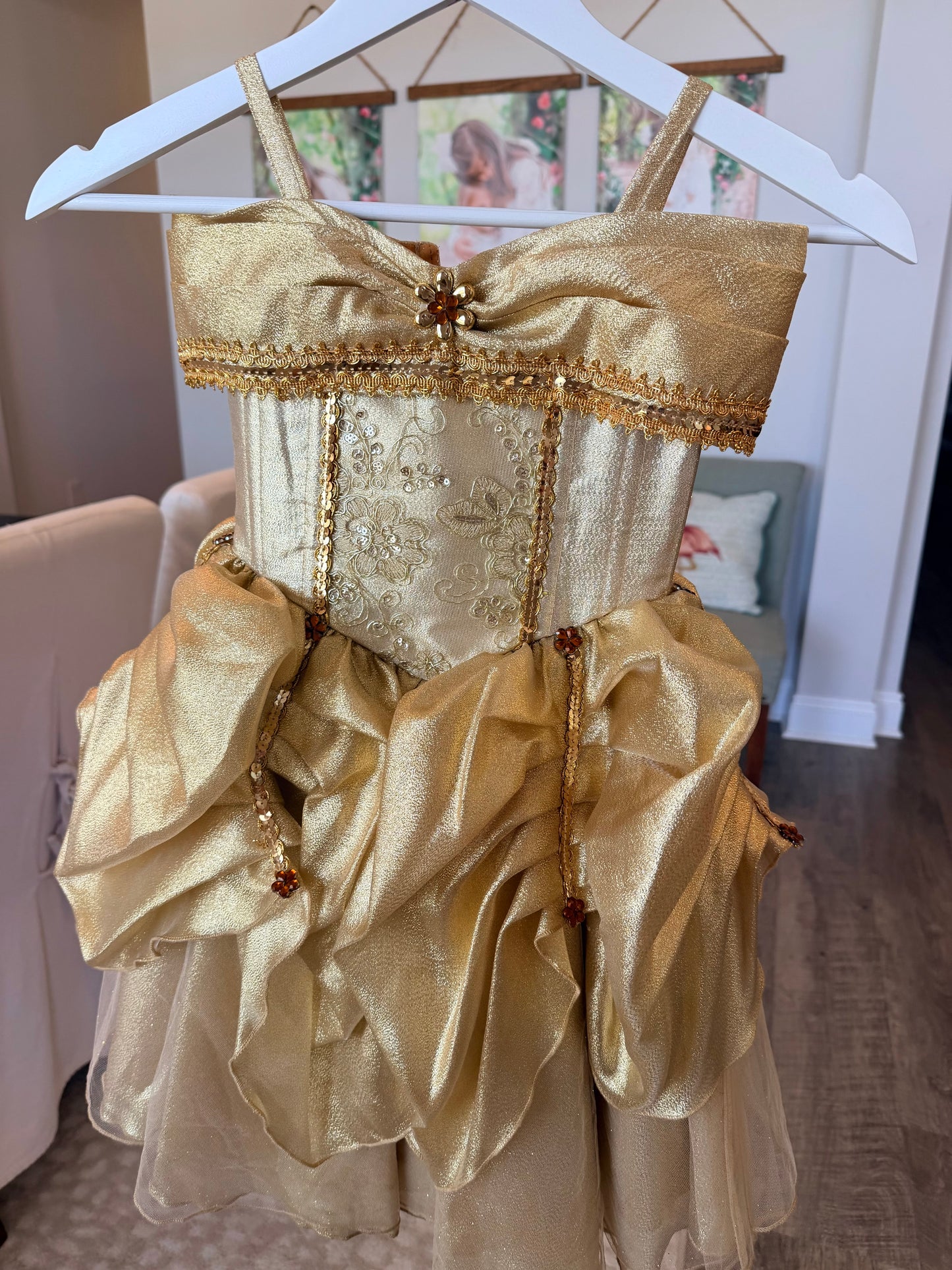 CONSIGNMENT ITEM: Custom Belle Dress (EUC) SIZE 3- flexible sizing