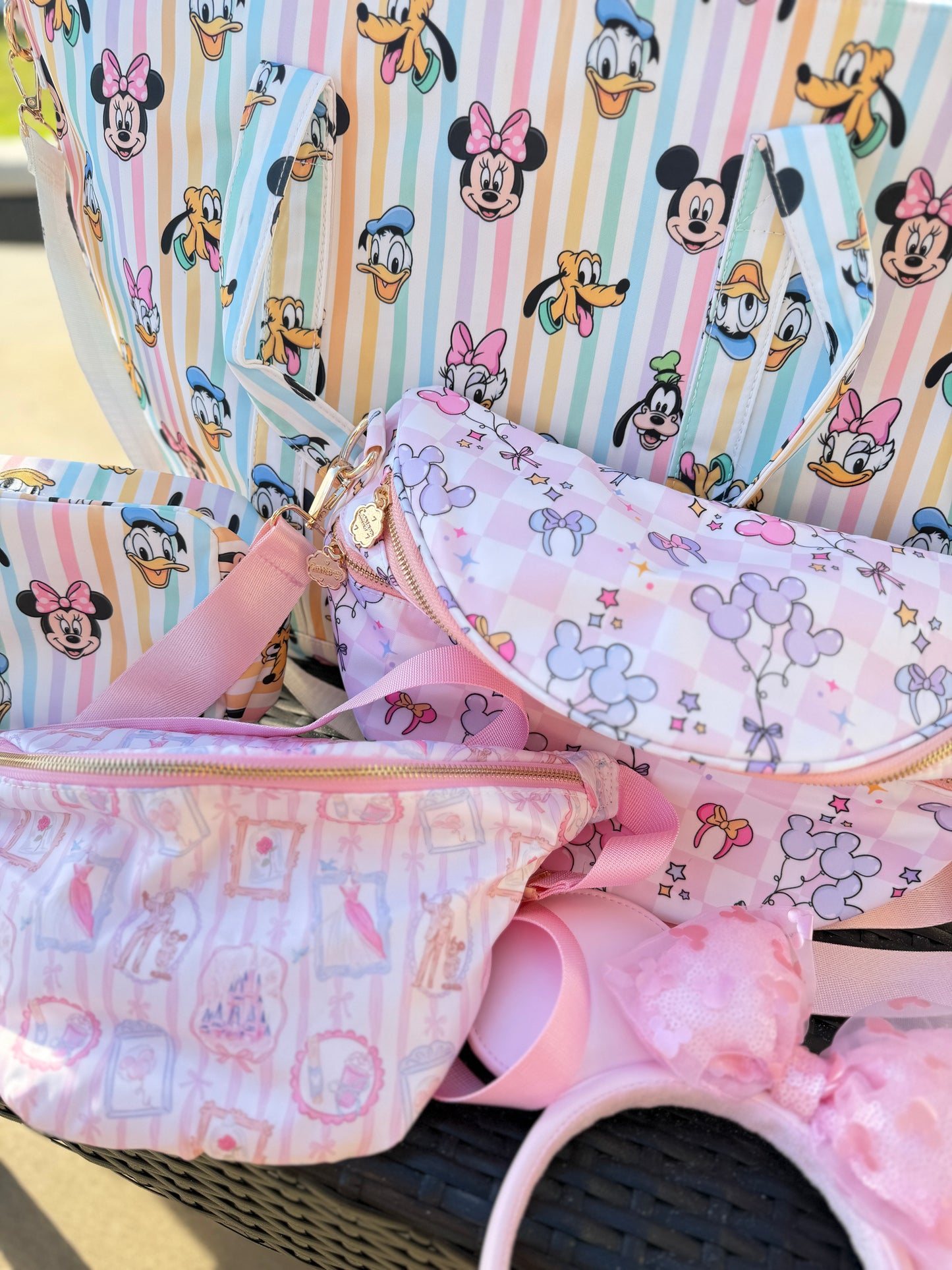 READY TO SHIP Nylon Belt Bag - Pastel Castle