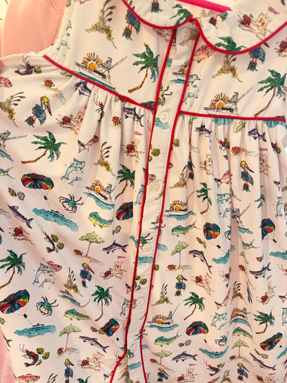 CONSIGNMENT ITEM: Handpainted Seaside Print Dress SIZE 4 (EUC)