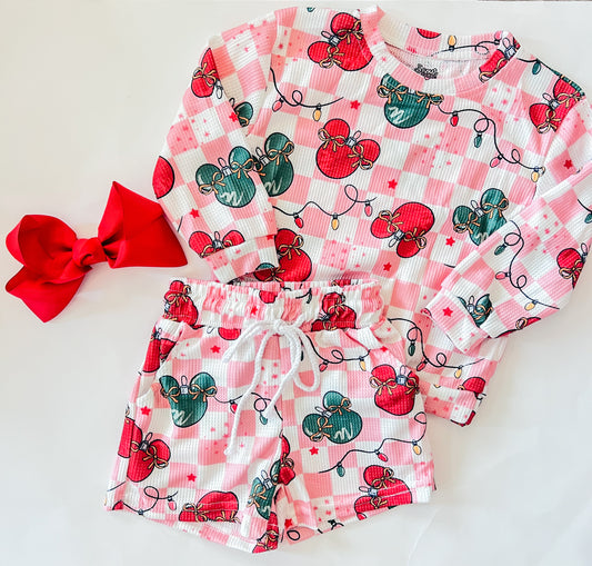 Christmas Mouse Waffle Set - SHORT SLEEVE