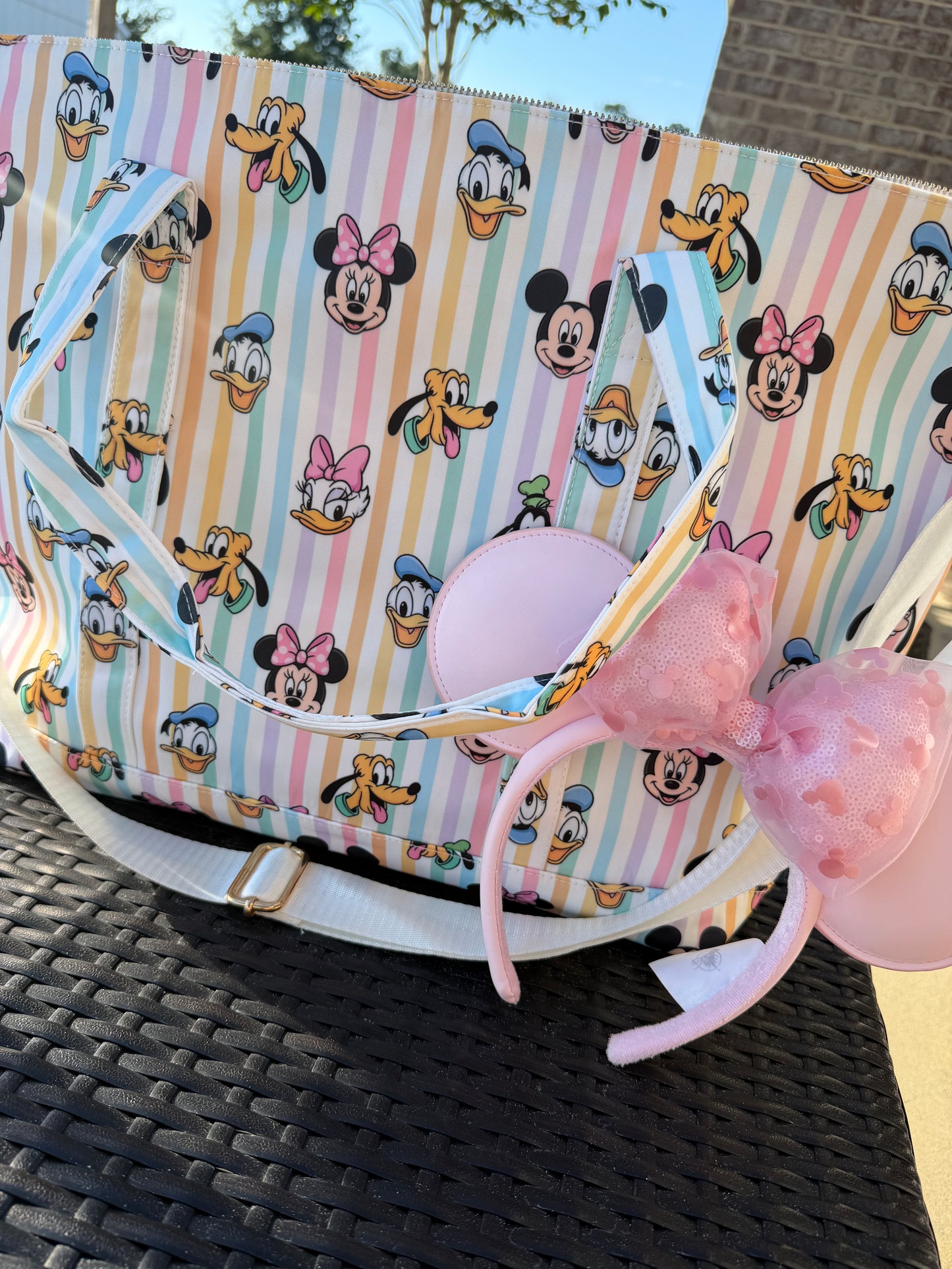 READY TO SHIP Large Nylon Tote Bag - Rainbow Besties