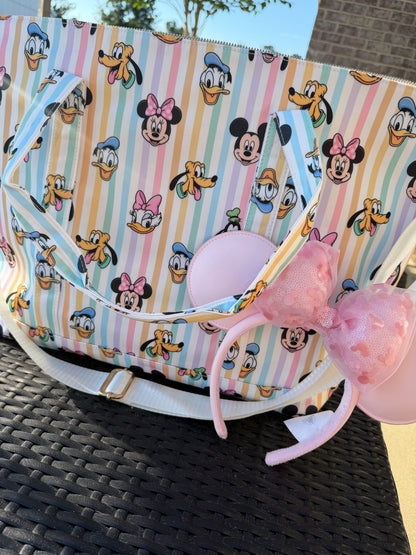 READY TO SHIP Large Nylon Tote Bag - Rainbow Besties