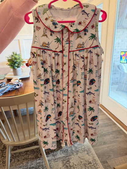 CONSIGNMENT ITEM: Handpainted Seaside Print Dress SIZE 4 (EUC)