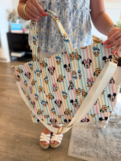 READY TO SHIP Large Nylon Tote Bag - Rainbow Besties