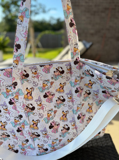 READY TO SHIP Large Nylon Tote Bag - Cruising Cuties
