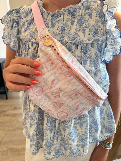 READY TO SHIP Nylon Belt Bag - Pastel Castle